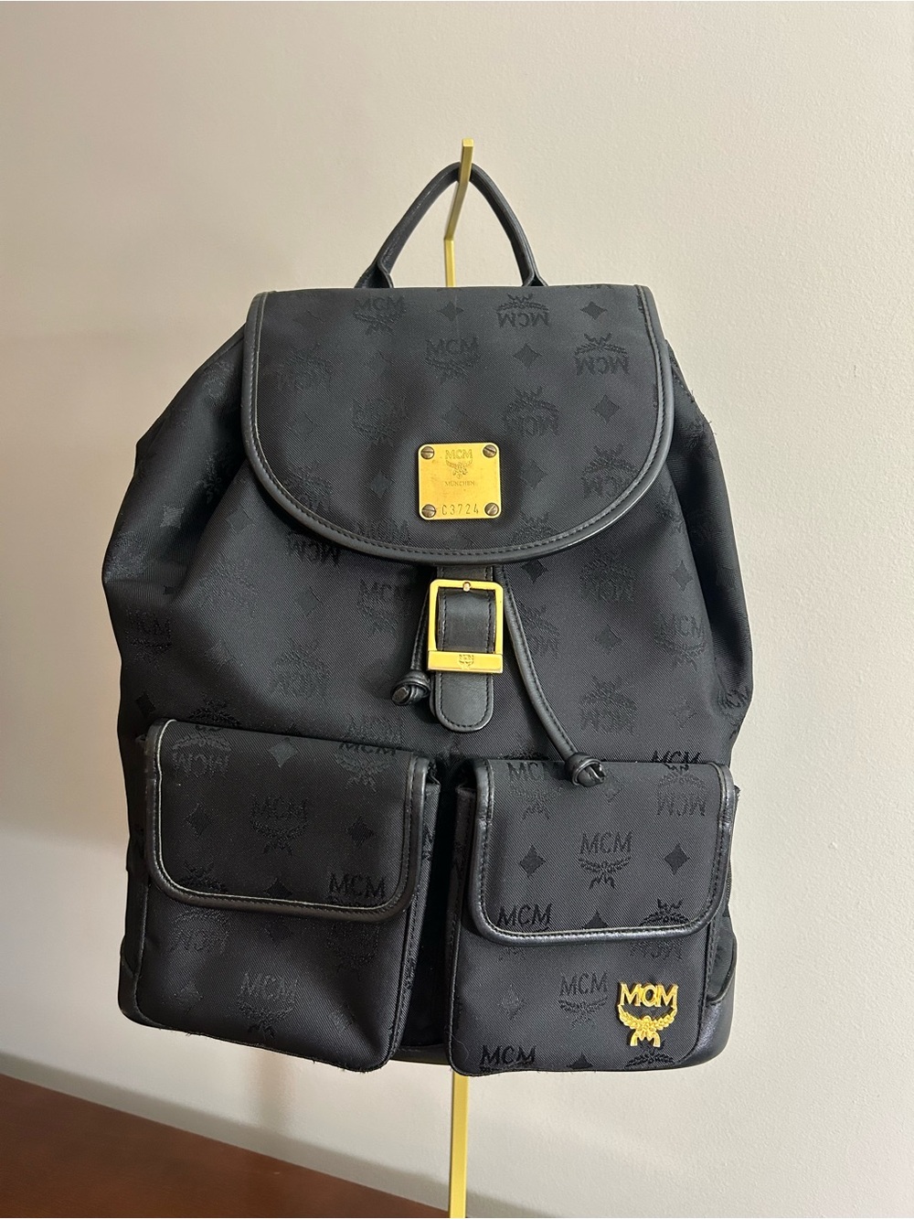 Authentic, Vintage MCM Logo Black Nylon and Leather Backpack – Made in Germany